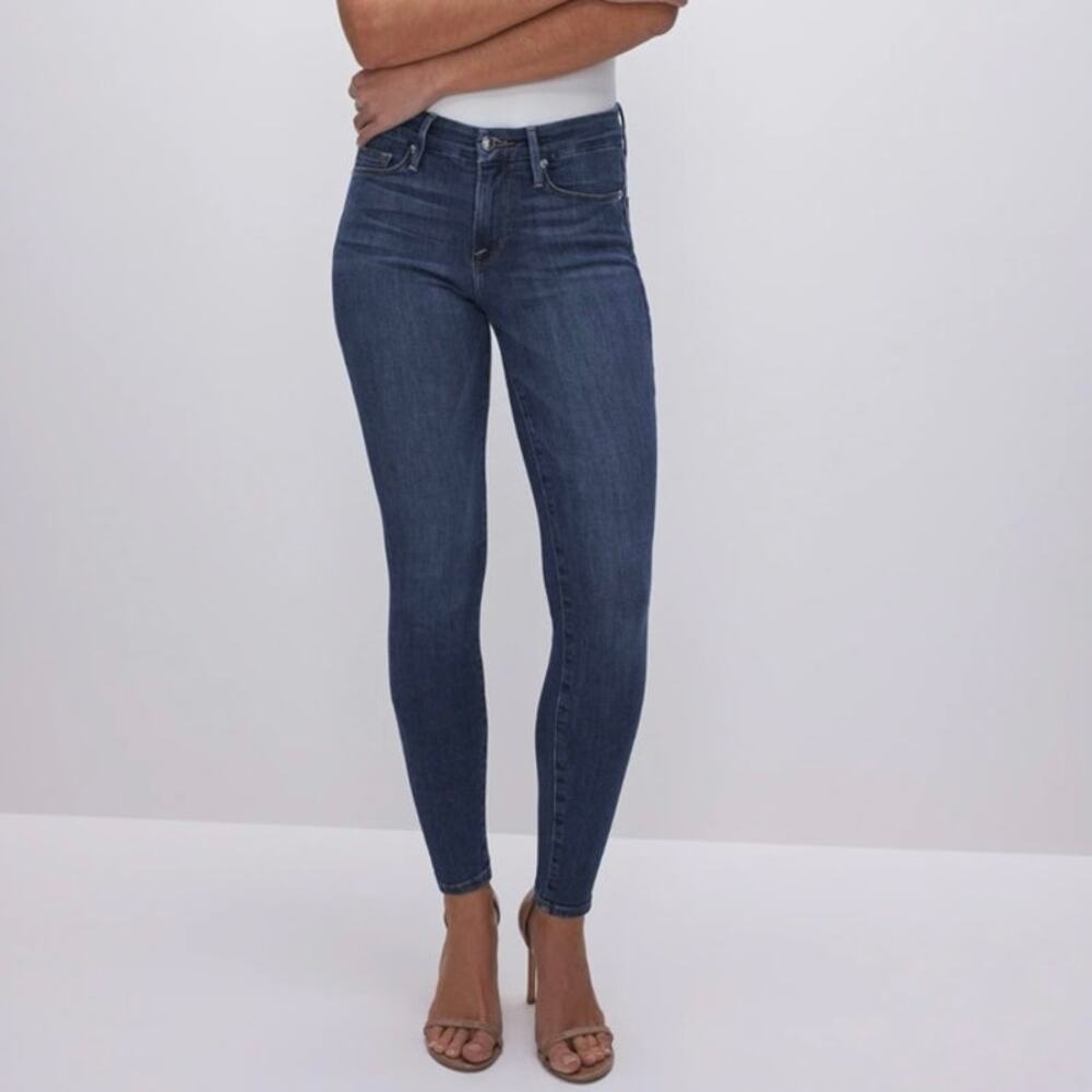 Good American Good Legs Skinny Jeans Mid Rise Blue 009 Wash GAGLRHC899 Size 0/25